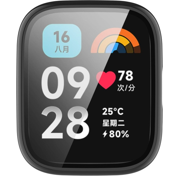 2w1 Etui + Szkło Hartowane do Xiaomi Redmi Watch 3 Active, Czarny