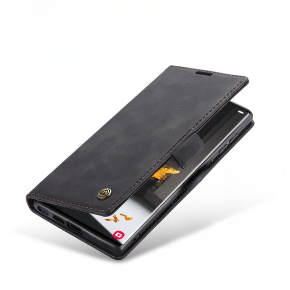 Etui CASEME do Samsung Galaxy S22 Ultra, Leather Wallet Case, czarne