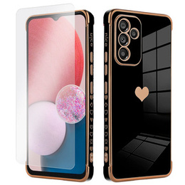 Zestaw Etui do Samsung Galaxy A13 4G, Electro heart, Czarne + szkło