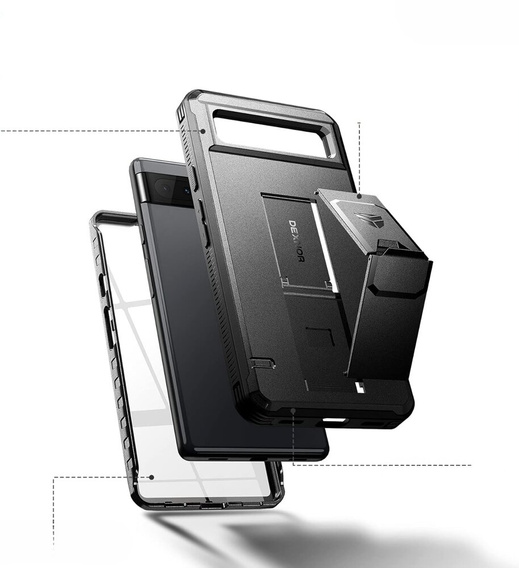 Etui pancerne do Google Pixel 6a Dexnor Full Body, czarne