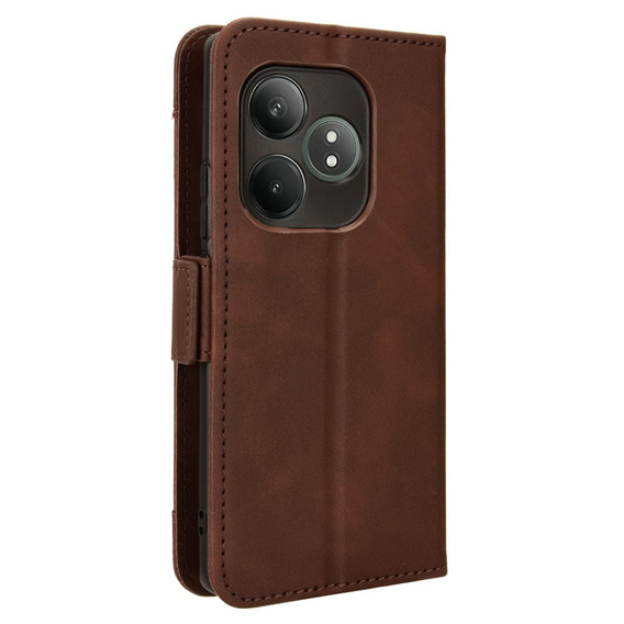 Etui z klapką do Realme GT 6 / 6T, Card Slot, brązowe