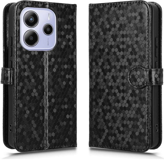 Etui z klapką do Xiaomi Redmi Note 14 4G, Wallet Rhombus, czarne