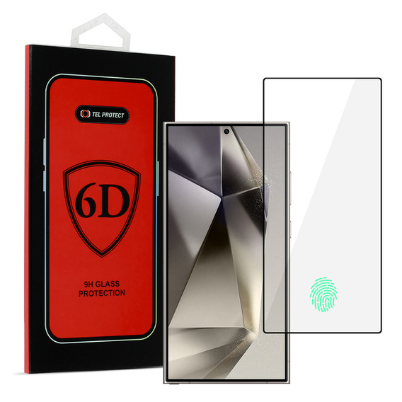 Szkło hartowane Full Glue 6D do Samsung Galaxy S24 Ultra z czytnikiem linii papilarnych - czarne
