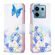Etui z klapką do Xiaomi Redmi Note 13 Pro 5G, Wallet, Butterfly & Flowers białe