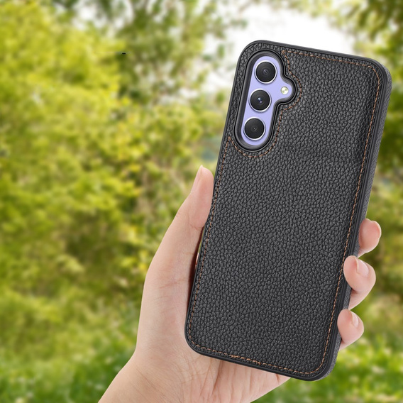 Etui skórzane do Samsung Galaxy A54, Obudowa Lychee leather Case, czarne