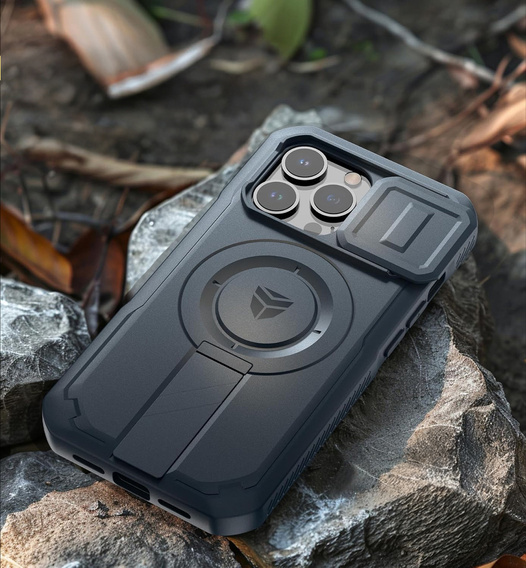 Etui Dexnor do iPhone 13 Pro – magnetyczne, z przesuwaną osłoną aparatu - niebieskie