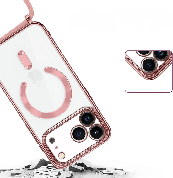 Etui do iPhone 17 Pro Max, Electro MagSafe, różowe + Smycz
