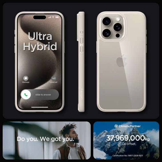 Etui Spigen do iPhone 15 Pro Max, Ultra Hybrid, Przezroczyste / Tytanowe