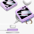 Etui GKK do Samsung Galaxy Z Flip7 FE / Z Flip6, Ring Holder, z paskiem, fioletowe