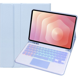 Etui z podświetlaną klawiaturą Bluetooth i touchpadem do Samsung Galaxy Tab S11 – niebieskie