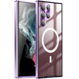Etui z ochroną aparatu do Samsung Galaxy S22 Ultra, CamShield MagSafe, przezroczyste / fioletowe