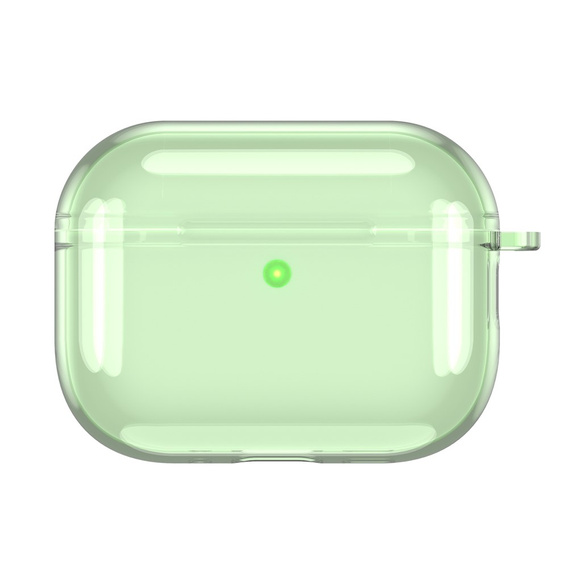Etui silikonowe do AirPods Pro 3 z karabińczykiem, przezroczyste / zielone