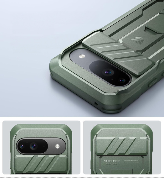Etui pancerne do Google Pixel 9, Dexnor Full Body (Two Frames), zielone