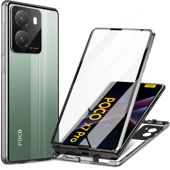 Etui do Xiaomi Poco X7 Pro 5G, Magnetic Dual Glass, srebrne