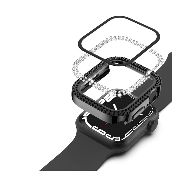 2w1 Etui + Szkło Hartowane do Apple Watch 7/8/9 45mm, Czarne
