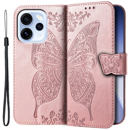 Etui z klapką do Oppo Reno 15 FS, Butterfly, różowe