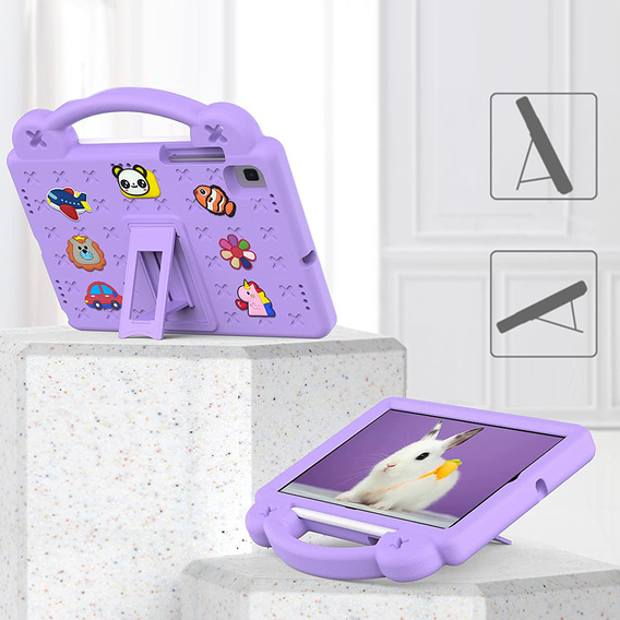 Etui do Samsung Galaxy Tab S6 Lite 10.4" 2020/2022/2024 / Tab A7 2020 T500 / T505 / Tab S6 T860/T865, Cute Patterns, z podstawką, Fioletowe