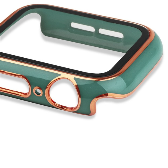 2w1 Etui + Szkło Hartowane do Apple Watch 4/5/6/SE 40mm, Zielone / Złote