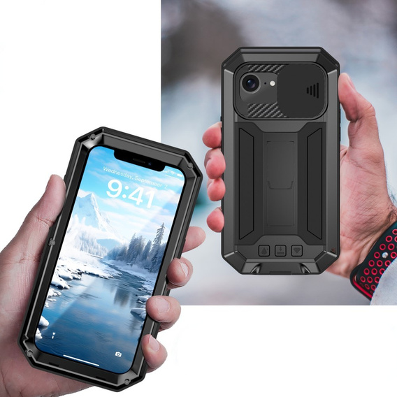 Etui pancerne do iPhone 16E, R-JUST, czarne
