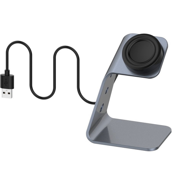 Aluminiowa Stacja Dokująca Ładowarka do Samsung Galaxy Watch 3/4/5/6/7 Active 2/Watch 5 Pro/Watch Ultra, Szara