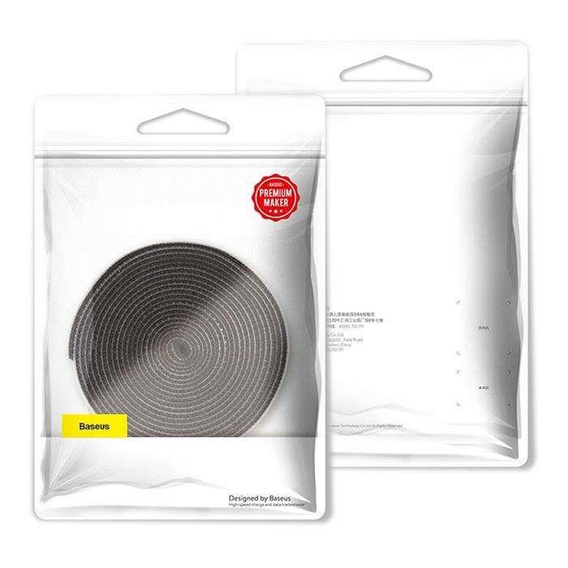 Baseus – organizer z taśmą rzepową do kabli 50 cm - czarny
