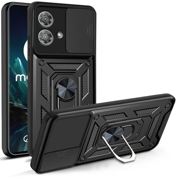 Zestaw Etui pancerne do Motorola Edge 40 Neo, CamShield Slide, czarne + Szkło