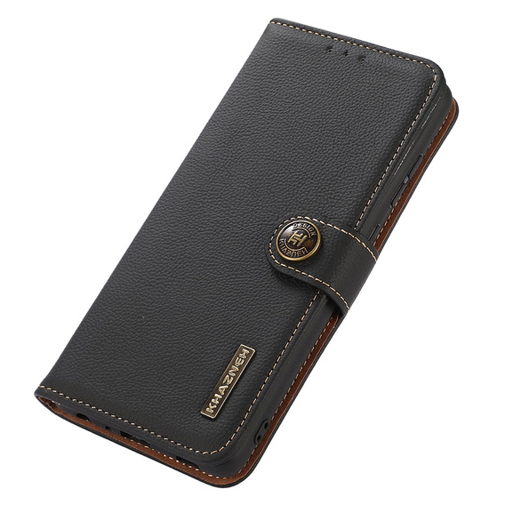 Skórzane Etui KHAZNEH RFID do Xiaomi Redmi Note 13 Pro 5G, Litchi Texture, czarne
