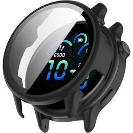 Etui z hartowanym szkłem do Garmin Vivoactive 6 – pełna ochrona 2w1 - czarne