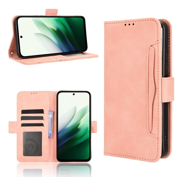 Etui z klapką do Xiaomi Redmi 15 5G / 4G, Card Slot, różowe