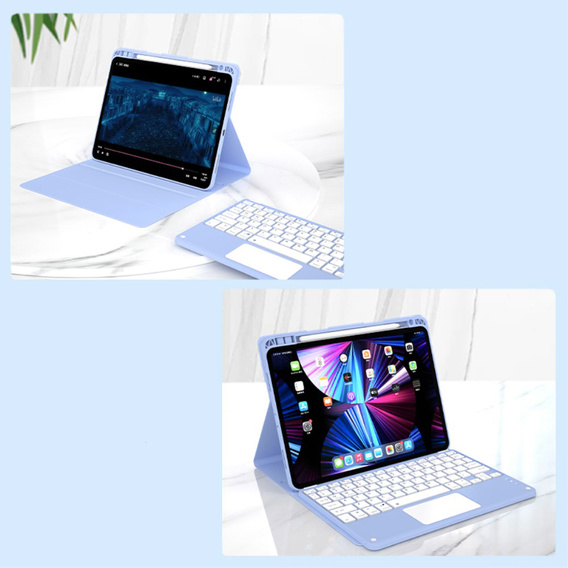 Etui z klawiaturą do iPad Air 10.9" 2022/2020 (5/4 gen.), Touchpad, niebieskie