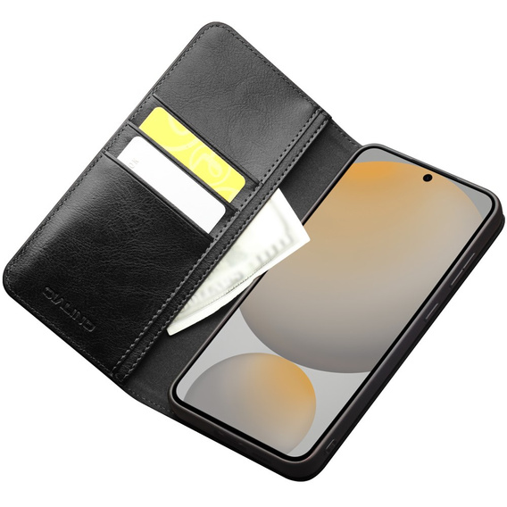 Etui z klapką do Samsung Galaxy S25 FE, QIALINO Leather Wallet, czarne