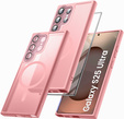 Etui do Samsung Galaxy S25 Ultra, do MagSafe, ERBORD Matt Case, różowe + Szkło na ekran