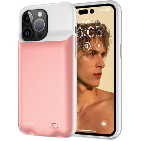 Etui z Baterią 8500mAh do iPhone 15 Pro Max , różowe