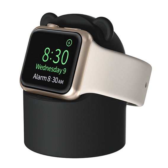 Silikonowa podstawka do ładowania ładowania Apple Watch 1/2/3/4/5/6/7/8/9/10/11/SE/Ultra 1/2/3, Czarna