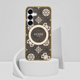 Etui GUESS do Samsung Galaxy S25, Magnetic IML Peony, brązowe