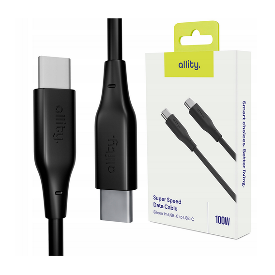 Allity AUC-02 – Kabel USB-C do USB-C 1 m, 100W - czarny
