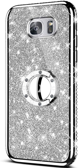 Etui do Samsung Galaxy S7, Bling brokat, Srebrne