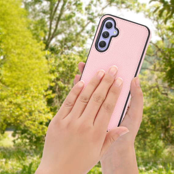 Etui skórzane do Samsung Galaxy A54, Obudowa Lychee leather Case, różowe