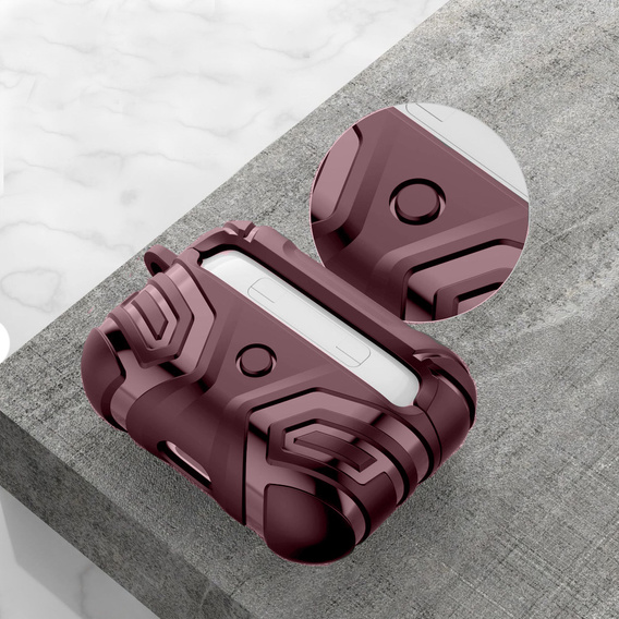 Etui pancerne na słuchawki Airpods Pro 2, Bordowe