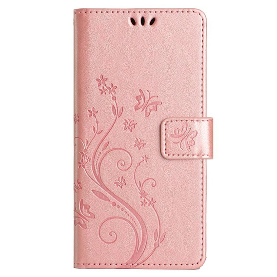 Etui z klapką do Samsung Galaxy A55 5G, Butterfly, różowe rose gold