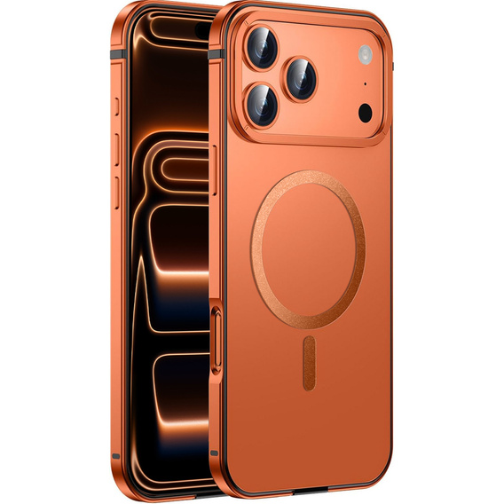 Etui do iPhone 17 Pro, Metal Frame, do MagSafe – pomarańczowe