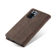 Etui CASEME do Xiaomi Redmi Note 10 Pro, Leather Wallet Case, kawowe