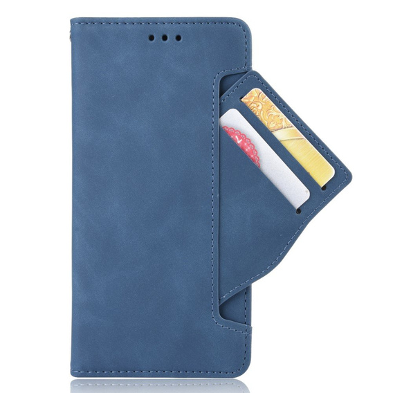 Zestaw Etui z klapką do Oppo A17, Card Slot, Niebieskie + Szkło 9H