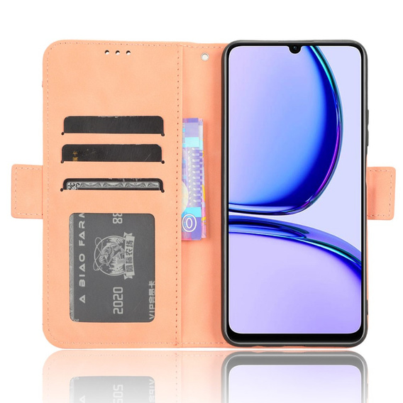 Etui z klapką do Realme Note 50, Card Slot, różowe