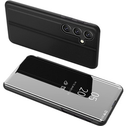 Etui do Samsung Galaxy A15, Clear View, czarne + szkło 9H