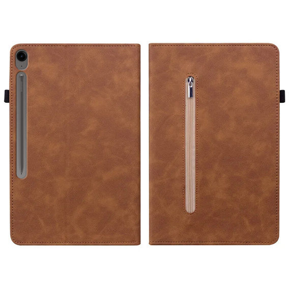 Etui do Samsung Galaxy Tab S10 Lite / S10 FE / S9 FE, Wallet Pen Slot, brązowy