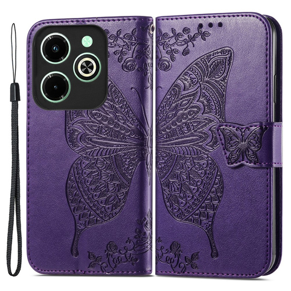 Etui z klapką do Infinix Hot 40i, Butterfly, fioletowe