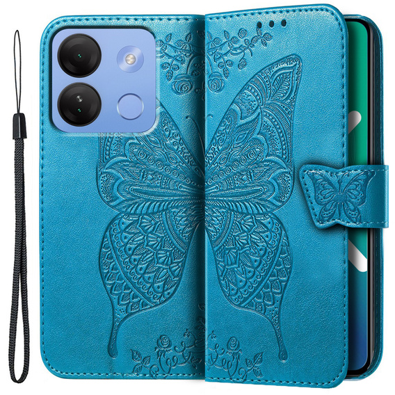 Etui z klapką do Infinix Smart 7 HD 4G, Butterfly, niebieskie