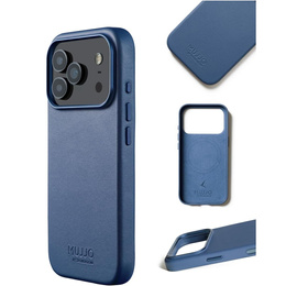 Etui Mujjo Skórzane do iPhone 17 Pro, MagSafe, niebieskie