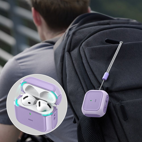 ESR Etui na słuchawki Airpods 4, Orbit Halolock MagSafe, fioletowe